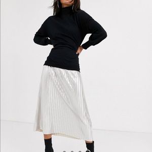 Sweater and Metallic Skirt Dress